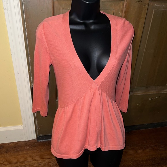 J. Jill Peplum Coral Knit Sweater Cardigan With Button Closure Size XS - Picture 7 of 13